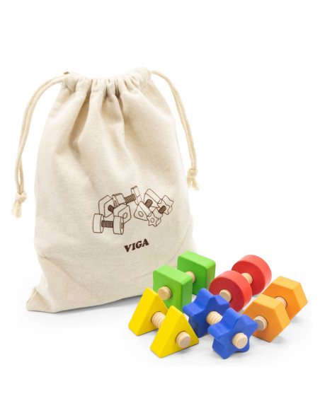 VIGA Nakrętki i Śrubki Dopasuj i Zakręcaj Zabawka Zręcznościowa