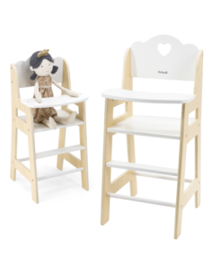 VIGA POLARB Krzesełko do Karmienia dla Lalek Białe Drewniane