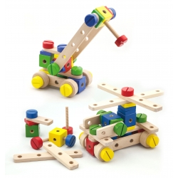 Drewniany zestaw konstrukcyjny Viga Toys 53 elementy w skrzynce