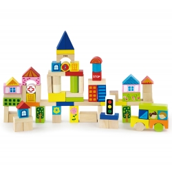 Drewniane klocki Viga Toys Miasto 75 elementów