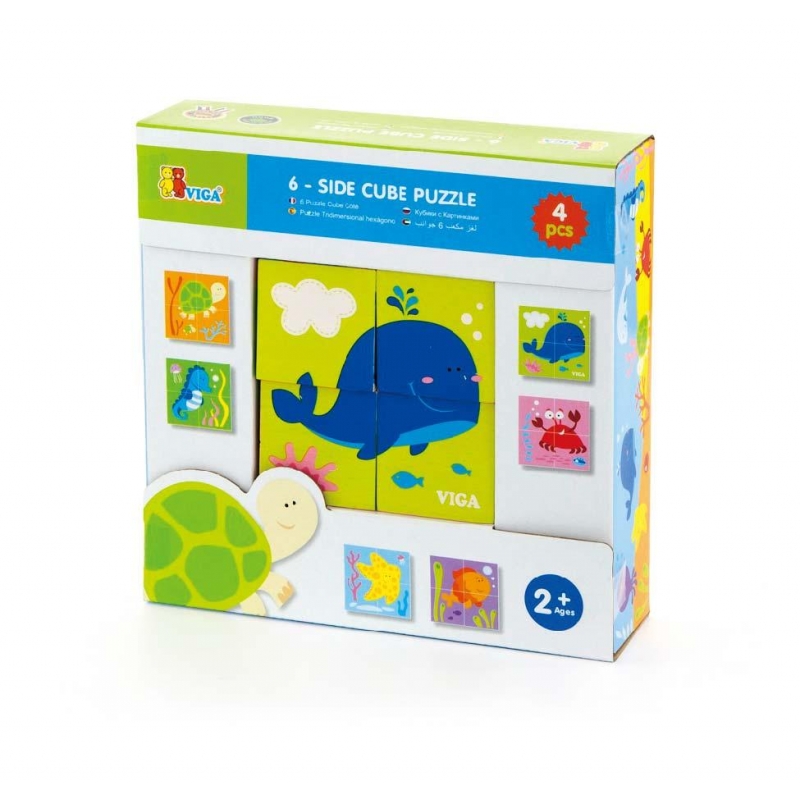 Drewniana układanka Morze Puzzle Viga Toys 4 klocki Montessori