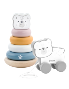 VIGA PolarB Zestaw Miś Polarny Drewniana Piramidka + Miś Polarny do Ciągnięcia 2