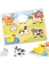 VIGA Drewniane Puzzle Układanka Montessori 2w1 Figurki Farma
