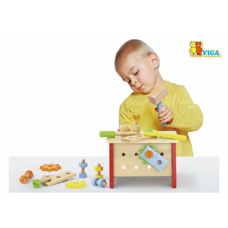 Viga Toys Drewniany Warsztat Majsterkowicza z Narzędziami Edukacyjny Montessori