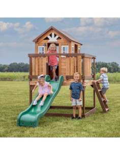Drewniany Plac Zabaw Echo Heights Zjeżdżalnia Domek Kuchnia Backyard 2