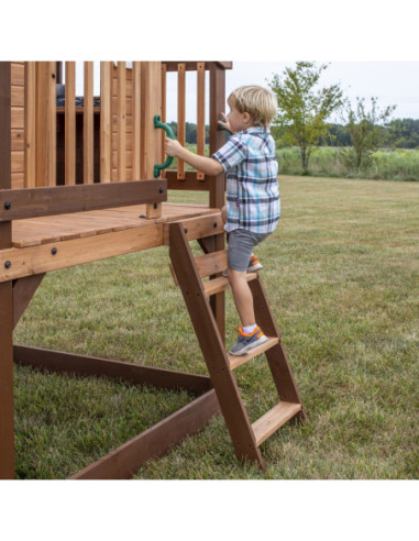 Drewniany Plac Zabaw Echo Heights Zjeżdżalnia Domek Kuchnia Backyard