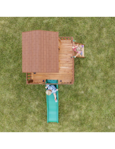 Drewniany Plac Zabaw Echo Heights Zjeżdżalnia Domek Kuchnia Backyard