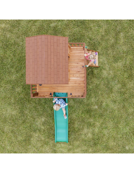 Drewniany Plac Zabaw Echo Heights Zjeżdżalnia Domek Kuchnia Backyard