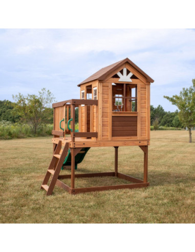 Drewniany Plac Zabaw Echo Heights Zjeżdżalnia Domek Kuchnia Backyard