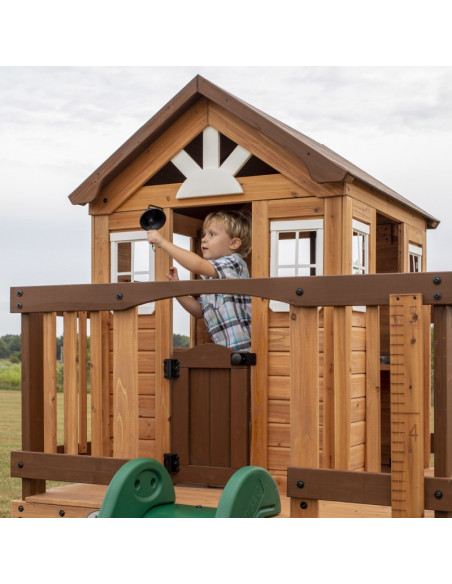 Drewniany Plac Zabaw Echo Heights Zjeżdżalnia Domek Kuchnia Backyard