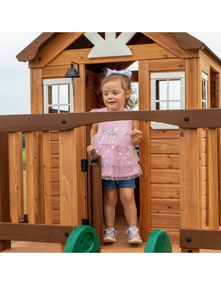 Drewniany Plac Zabaw Echo Heights Zjeżdżalnia Domek Kuchnia Backyard