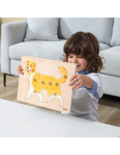 VIGA Zestaw Puzzle Drewniane 12 Układanek Zwierzątka Montessori + Stojak 2