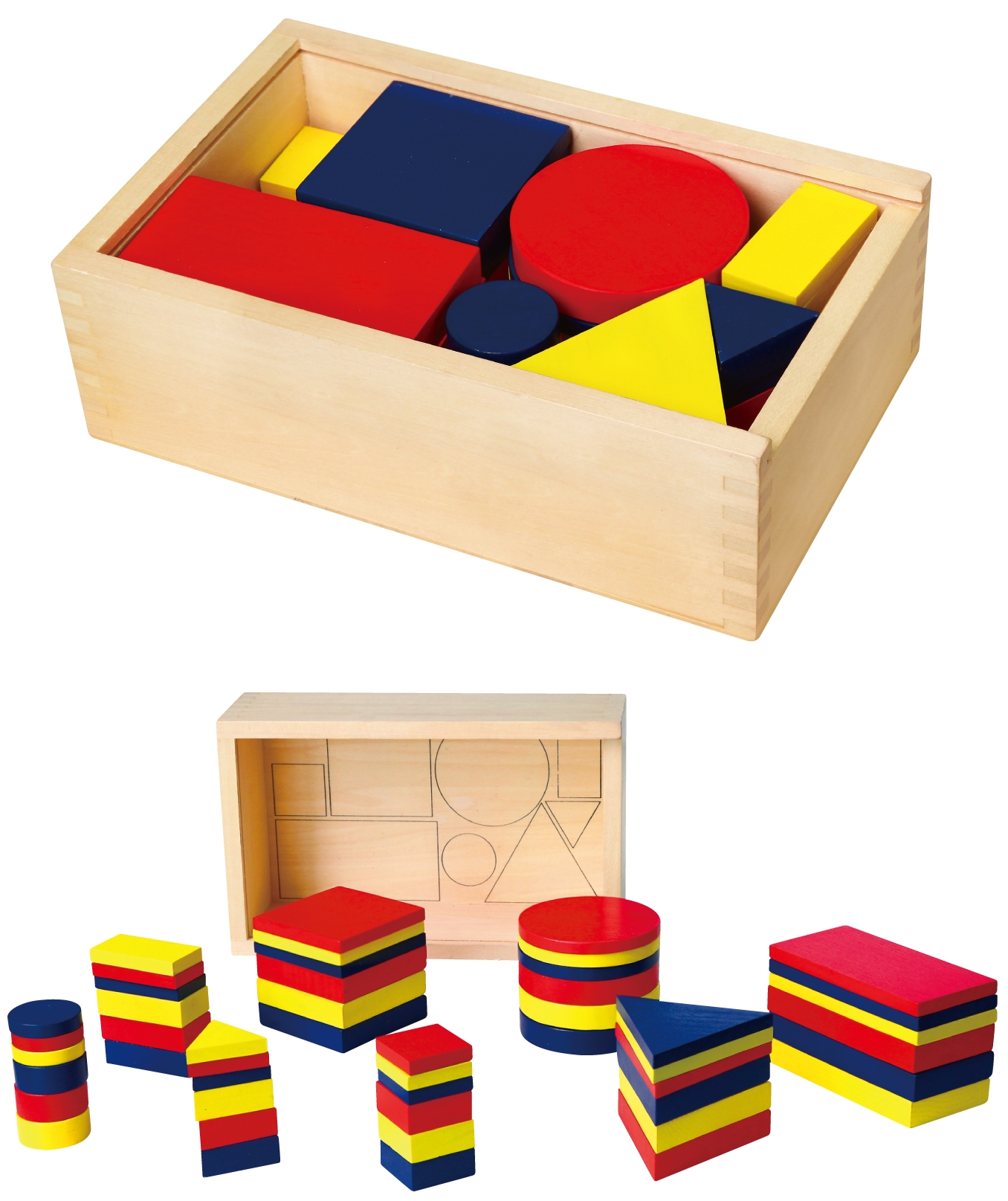 Drewniane klocki dienesa figury geometryczne montessori
