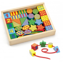 Viga Toys Montessori Wooden Educational Threading Blocks for Kids