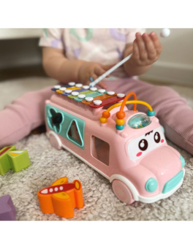 WOOPIE BABY Samochodzik Muzyczny Sorter z Cymbałkami Różowy
