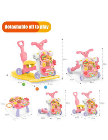 WOOPIE BABY Chodzik 5w1 Multifunkcyjny Różowy 1+