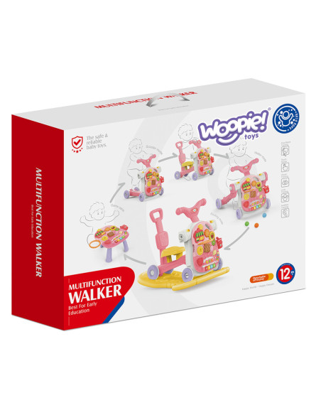 WOOPIE BABY Chodzik 5w1 Multifunkcyjny Różowy 1+