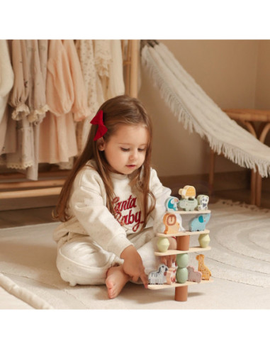 WOOPIE GREEN Drewniane Zwierzęta Układanka w Stosy FSC