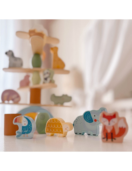 WOOPIE GREEN Drewniane Zwierzęta Układanka w Stosy FSC