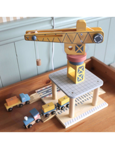 TOOKY TOY Dźwig Portowy Drewniany Zestaw