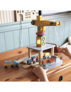 TOOKY TOY Wooden Port Crane - Play Set for Children 2