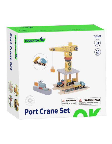 TOOKY TOY Dźwig Portowy Drewniany Zestaw