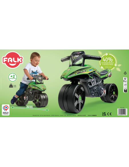 FALK Jeździk Racing Zielony Motorek Szerokie Koła od 1 roku