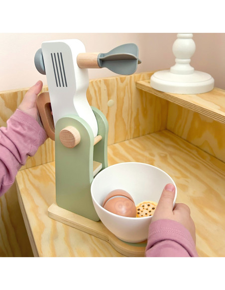 TOOKY TOY Mikser Drewniany Pastelowy Zestaw Akcesoria