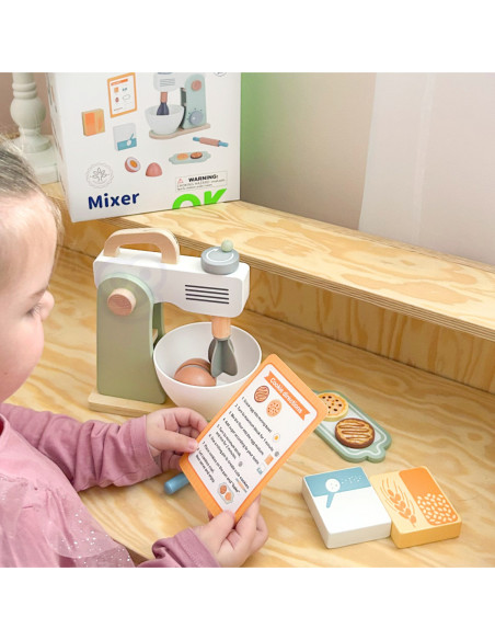 TOOKY TOY Mikser Drewniany Pastelowy Zestaw Akcesoria