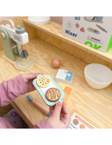 TOOKY TOY Mikser Drewniany Pastelowy Zestaw Akcesoria