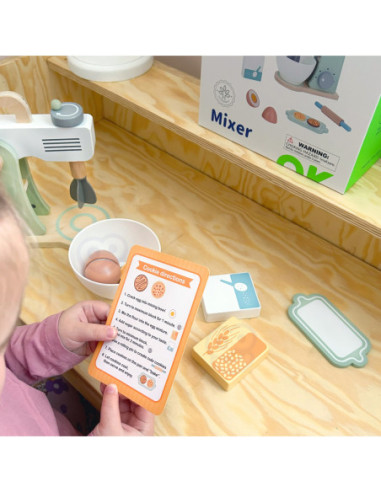 TOOKY TOY Mikser Drewniany Pastelowy Zestaw Akcesoria