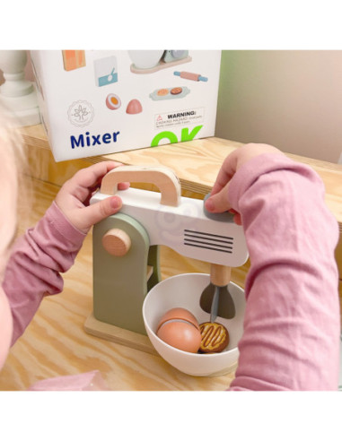 TOOKY TOY Mikser Drewniany Pastelowy Zestaw Akcesoria