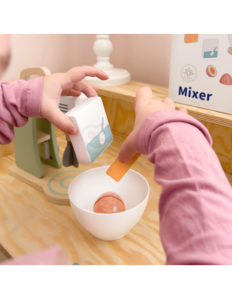 TOOKY TOY Mikser Drewniany Pastelowy Zestaw Akcesoria