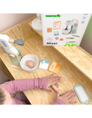 TOOKY TOY Mikser Drewniany Pastelowy Zestaw Akcesoria