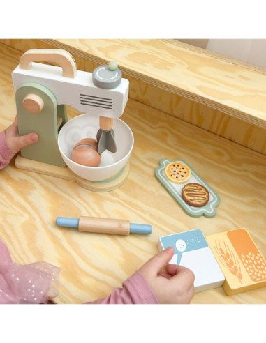 TOOKY TOY Mikser Drewniany Pastelowy Zestaw Akcesoria