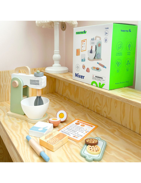 TOOKY TOY Mikser Drewniany Pastelowy Zestaw Akcesoria