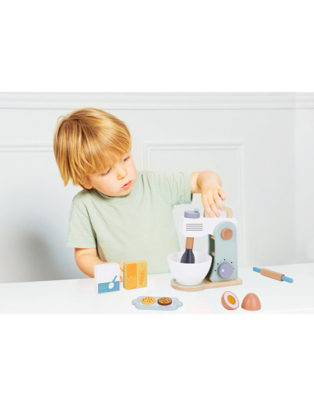 TOOKY TOY Mikser Drewniany Pastelowy Zestaw Akcesoria