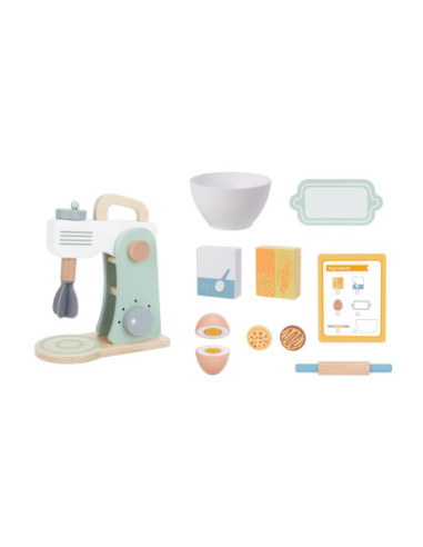 TOOKY TOY Mikser Drewniany Pastelowy Zestaw Akcesoria