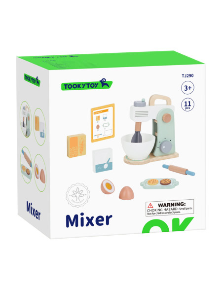 TOOKY TOY Mikser Drewniany Pastelowy Zestaw Akcesoria