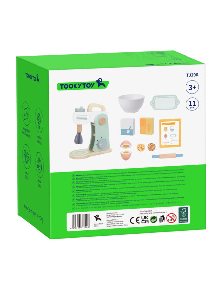TOOKY TOY Mikser Drewniany Pastelowy Zestaw Akcesoria