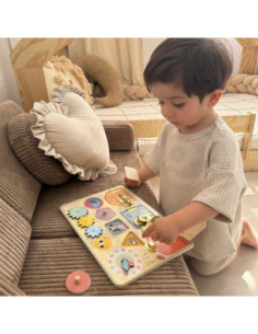 TOOKY TOY Motorikboard mit Zahnrädern und Uhr für Kinder 2