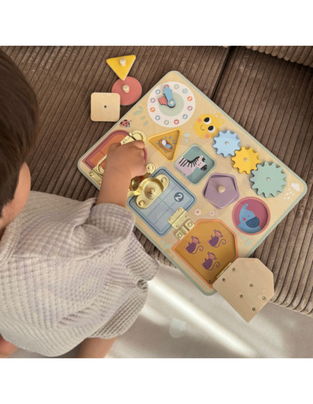 TOOKY TOY Tablica Manipulacyjna Zamki Zębatki Sorter Zegar