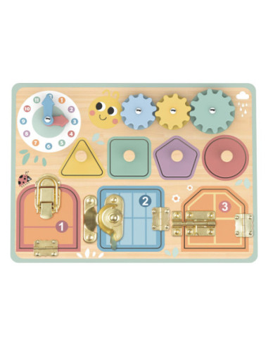 TOOKY TOY Tablica Manipulacyjna Zamki Zębatki Sorter Zegar