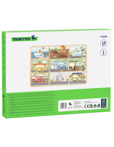 TOOKY TOY Labirynt Drewniany Pojazdy Układanka