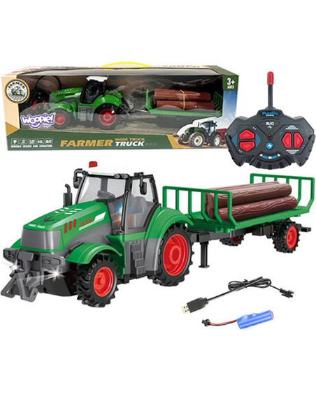 WOOPIE Traktor z Przyczepą na Pilota Sterowany RC - Skala 1:24
