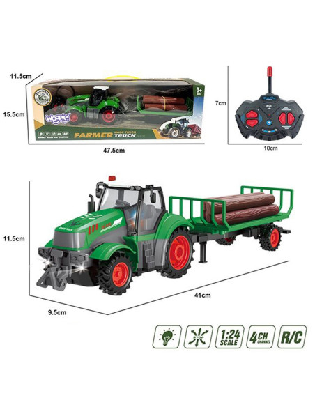 WOOPIE Traktor z Przyczepą na Pilota Sterowany RC - Skala 1:24