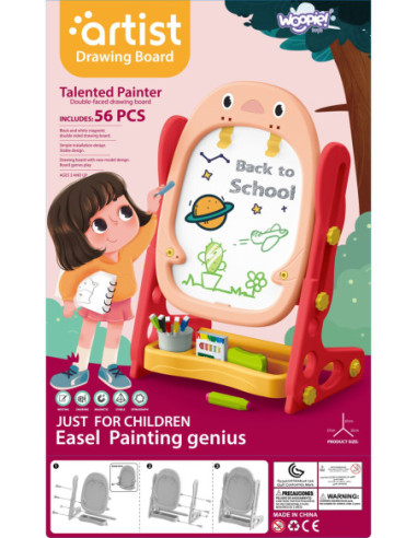 WOOPIE Tablica Dwustronna Magnetyczna Kreślarska Pisklak 57 el.
