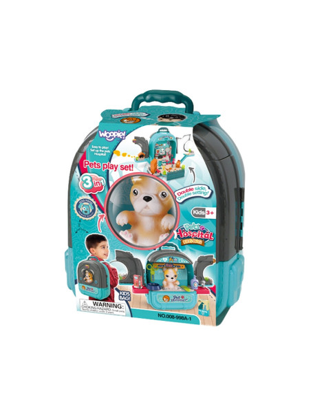 WOOPIE Domek dla Lalek 3w1 Zestaw do Pielęgnacji Pieska w Plecaku