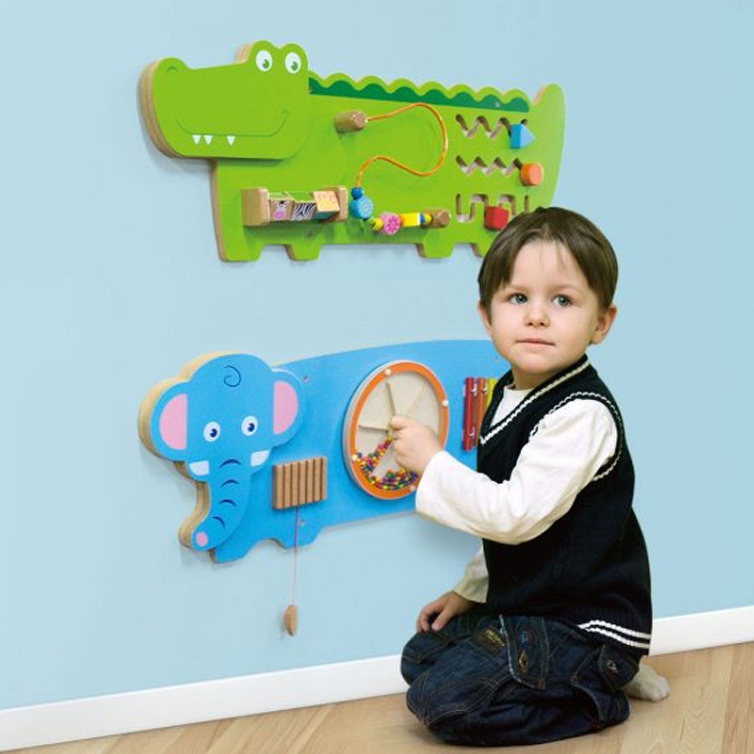 Tablica sensoryczna manipulacyjna słonik certyfikat fsc montessori