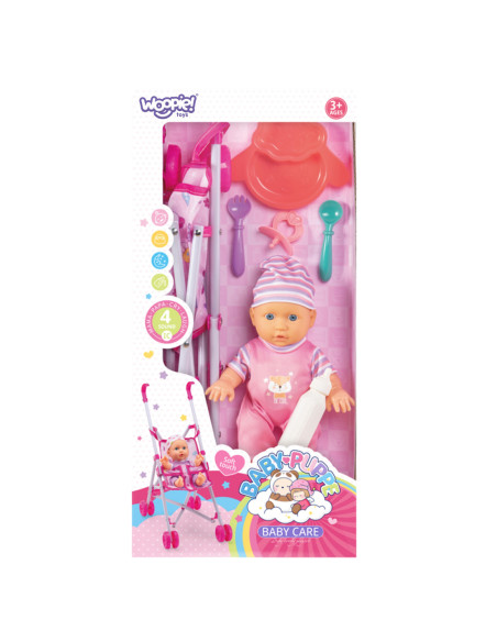 WOOPIE ROYAL Lalka Bobas z Wózkiem Opiekunka + Zestaw do Karmienia